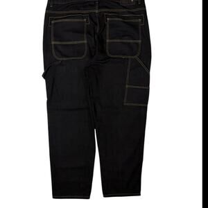 Black denim jeans with yellow